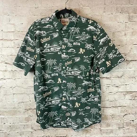 Reyn Spooner Men's M Oakland Athletics A's Kekai Performance Button Front Shirt - Picture 1 of 7